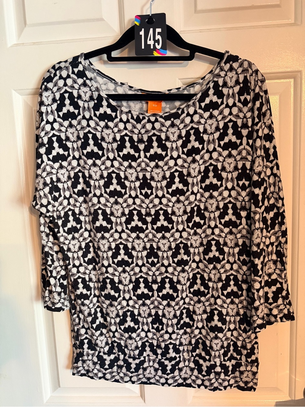 Joe Fresh Black and White Geometric Long Sleeve Tee